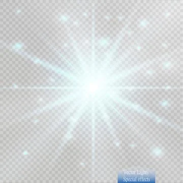 Glow light effect. Star burst with sparkles. Golden glowing lights Stock Illustration