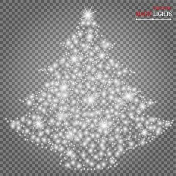 Glow light effect. Star burst with sparkles. Christmas tree Stock Illustration
