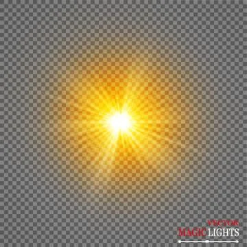 Glow light effect. Star burst with sparkles. Golden glowing lights Stock-Illustration