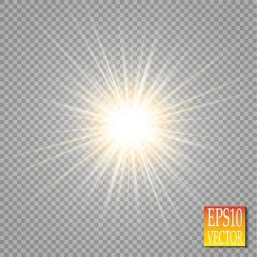 Glow light effect. Star burst with sparkles. Golden glowing lights Stock Illustration