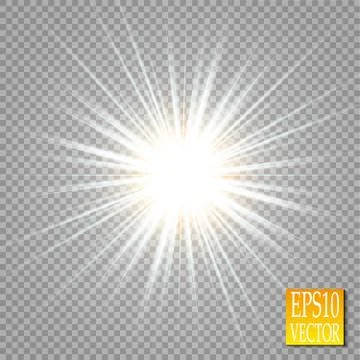 Glow light effect. Star burst with sparkles. Golden glowing lights Stock Illustration