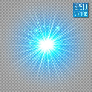 Glow light effect. Star burst with sparkles. Golden glowing lights Ilustração Stock