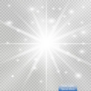 Glow light effect. Star burst with sparkles. Golden glowing lights Stock-Illustration