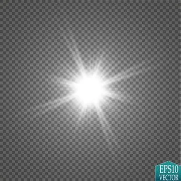 Glow light effect. Starburst with sparkles on transparent background. Vector Stock Illustration