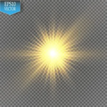 Glow light effect. Starburst with sparkles on transparent background. Vector Stock Illustration