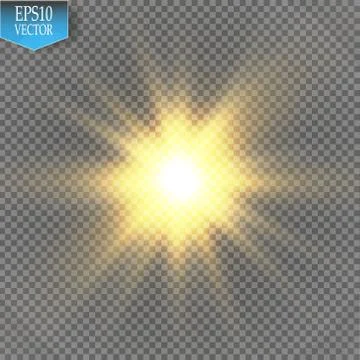 Glow light effect. Starburst with sparkles on transparent background. Vector Stock Illustration