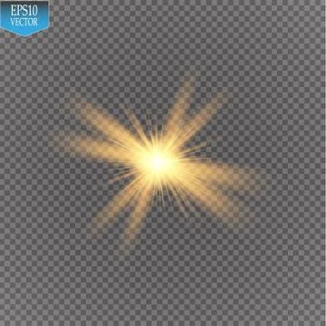 Glow light effect. Starburst with sparkles on transparent background. Vector Stock-Illustration