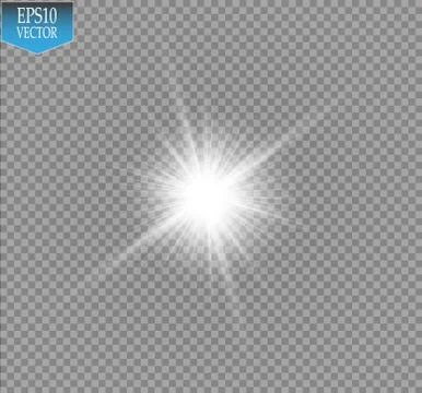 Glow light effect. Starburst with sparkles on transparent background. Vector Stock Illustration