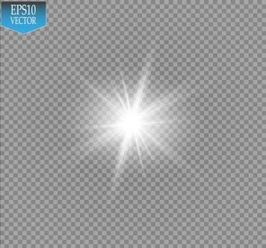 Glow light effect. Starburst with sparkles on transparent background. Vector Stock Illustration