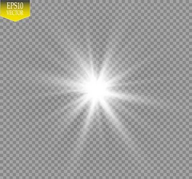 Glow light effect. Starburst with sparkles on transparent background. Vector Stock Illustration