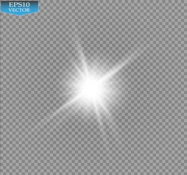 Glow light effect. Starburst with sparkles on transparent background. Vector Stock Illustration