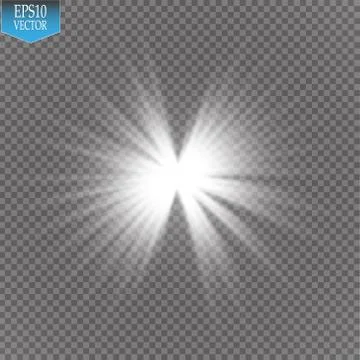 Glow light effect. Starburst with sparkles on transparent background. Vector Stock Illustration