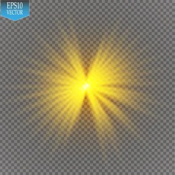 Glow light effect. Starburst with sparkles on transparent background. Vector Stock Illustration