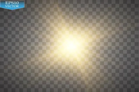 Glow light effect. Starburst with sparkles on transparent background. Vector Stock Illustration