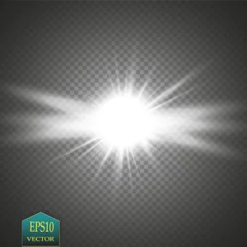 Glow light effect. Starburst with sparkles on transparent background. Vector Stock Illustration