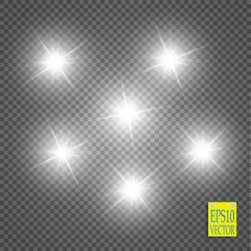 Glow light effect. Starburst with sparkles on transparent background. Vector Stock Illustration