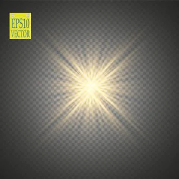 Glow light effect. Starburst with sparkles on transparent background. Vector Stock Illustration