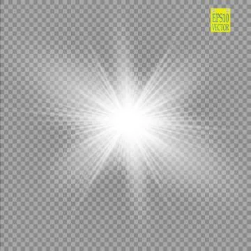 Glow light effect. Starburst with sparkles on transparent background. Vector 스톡 일러스트