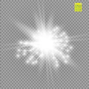 Glow light effect. Starburst with sparkles on transparent background. Vector Stock Illustration