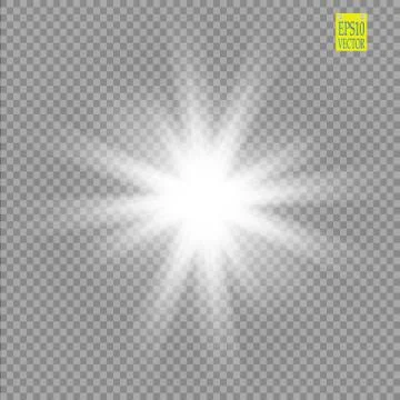 Glow light effect. Starburst with sparkles on transparent background. Vector Stock Illustration