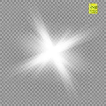 Glow light effect. Starburst with sparkles on transparent background. Vector Stock Illustration