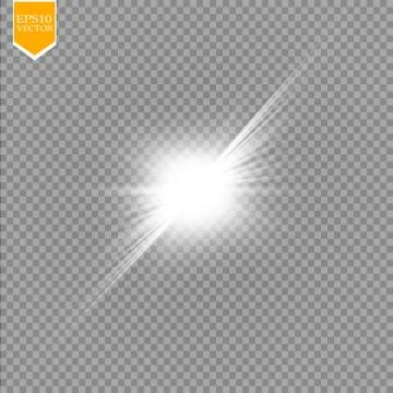 Glow light effect. Starburst with sparkles on transparent background. Vector Stock Illustration