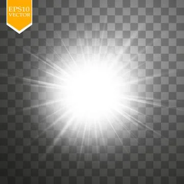 Glow light effect. Starburst with sparkles on transparent background. Vector Stock Illustration