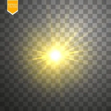 Glow light effect. Starburst with sparkles on transparent background. Vector Stock Illustration