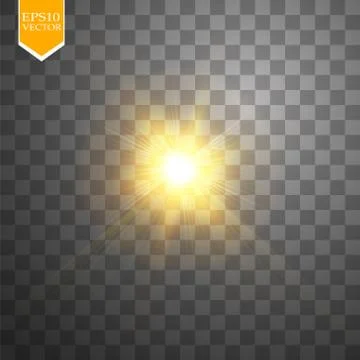 Glow light effect. Starburst with sparkles on transparent background. Vector Stock Illustration