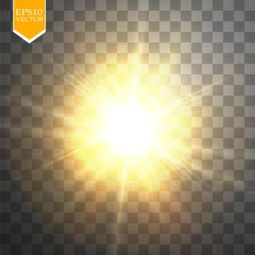 Glow light effect. Starburst with sparkles on transparent background. Vector Stock Illustration