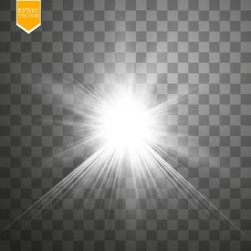 Glow light effect. Starburst with sparkles on transparent background. Vector Stock Illustration