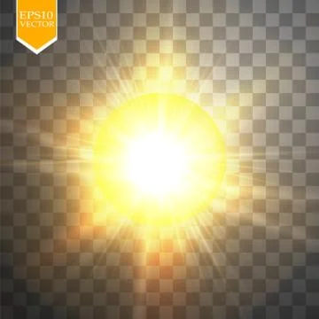 Glow light effect. Starburst with sparkles on transparent background. Vector Stock Illustration