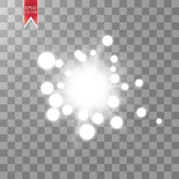 Glow light effect. Starburst with sparkles on transparent background. Vector Stock Illustration