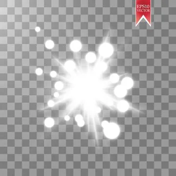 Glow light effect. Starburst with sparkles on transparent background. Vector Stock Illustration