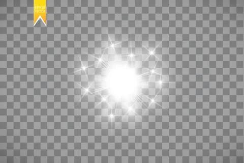 Glow light effect. Starburst with sparkles on transparent background. Vector Stock Illustration