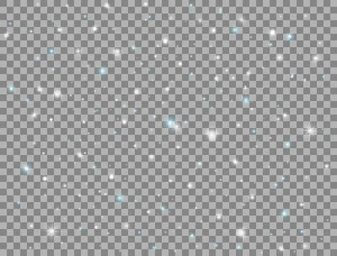 Glow light effect on transparent background. Bright white and blue sparkles.  Stock Illustration