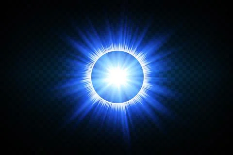 Glow light effect with white and blue sparks shining with special light. White 库存插图
