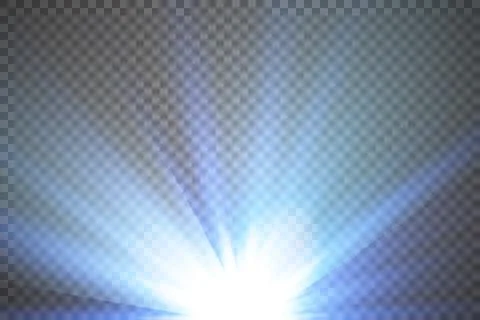 Glow light effect with white and blue sparks shining with special light. White 库存插图