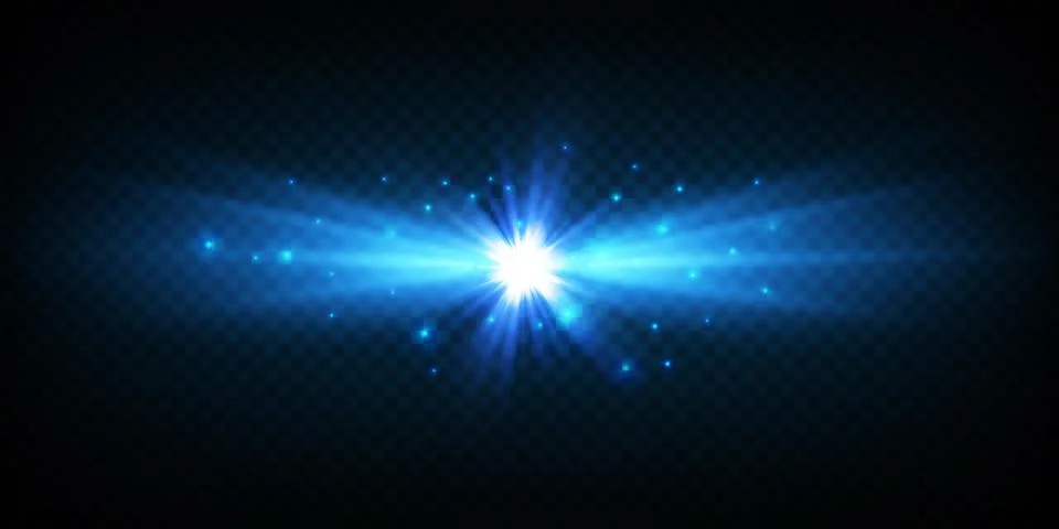 Glow light effect with white and blue sparks shining with special light. White 库存插图