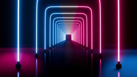 Glow light neon frame opening video with copy space Stock Footage 301894061