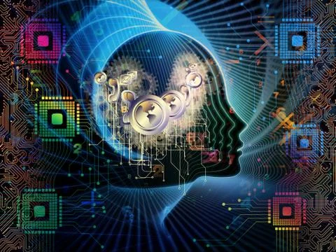 Glow of Machine Consciousness Stock Illustration