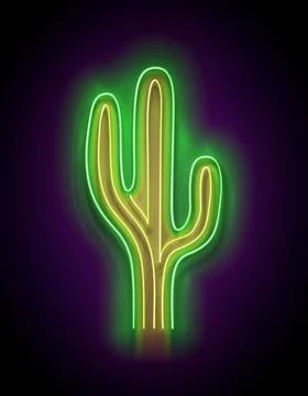 Glow Mexican cactus Stock Illustration