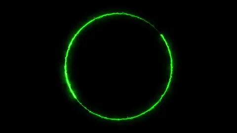 Glow neon circle frame loop animation. Neon line circle border overlay animation Stock Footage 320358464