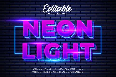 Glow neon editable text effect Illustrazione stock