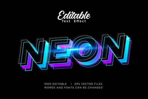 Glow neon editable text effect Illustrazione stock