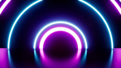 Glow neon light circle stage floor background loop Stock Footage 265246492