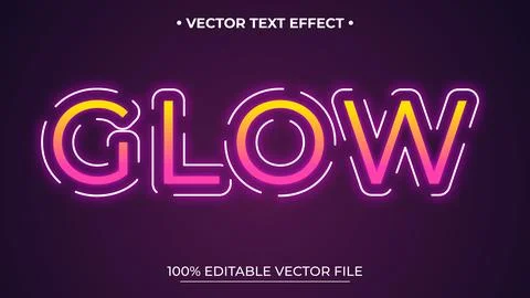 Glow neon light text effect, editable text Stock Illustration