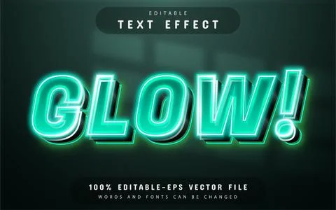 Glow neon style text effect Illustrazione stock