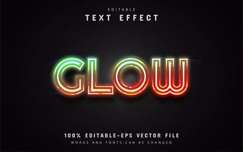 Glow neon style text effect Stock Illustration