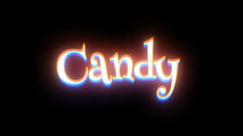 Glow neon text animation of the words CANDY OR CURSE Stock Footage 317099409